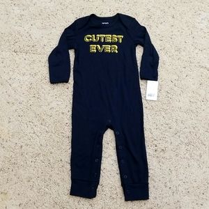 NWT Carter's Long Sleeve Baby Girl Onesie Cutest Ever Gold Glitter, 12 months